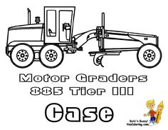 a coloring page with the words, motor graders and tractor