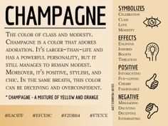 an info sheet with the words champagne and other things to describe in black on it