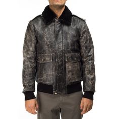 ITALIAN MEN LEATHER BOMBER JACKET, WITH REMOVABLE SHEEPSKIN COLLAR. MADE WITH SOFT GENUINE LAMBSKIN LEATHER . COLOR : BLACK DISTRESSED , VINTAGE LOOK . SIZE : CHECK CHART SIZES PHOTO #10 . MADE IN ITALY We've done our best to represent our true colors but due to the differences in screen resolution for computer monitors, colors can vary slightly. MATERIAL All our skins are tanned in Italy We Guaranty 100% the quality of what we are selling. SHIPPING & HANDLING LEATHER JACKETS will be shipped by Rugged Leather Jacket For Winter Streetwear, Masculine Winter Leather Jacket, Masculine Fitted Leather Jacket For Winter, Classic Vintage Black Winter Outerwear, Vintage Black Long Sleeve Outerwear For Winter, Vintage Black Leather Winter Outerwear, Vintage Black Leather Outerwear For Winter, Vintage Black Leather Outerwear For Fall, Vintage Black Long Sleeve Leather Jacket For Winter