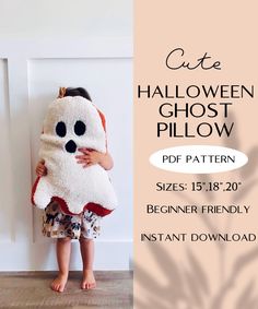 👻 Boo-tiful Halloween Fun Awaits! 👻 This listing is for sewing pattern ONLY Get ready to haunt your home with cuteness! This Halloween Ghost Plushy Pillow Sewing Pattern is the perfect DIY project to add a little spooky charm to your decor, make memorable gifts for kids, or bring some ghostly fun to your sewing adventures. 🎃 What's included: 3 spook-tacular sizes to choose from! 🧵 Beginner-friendly instructions - perfect for all sewing levels! ✂️ PDF download, so you can start crafting right away! 📥 Whether you're stitching up a cute pillow for a cozy Halloween night or gifting a cuddly ghost to someone special, this easy-to-follow pattern will guide you step by step. Make one, or make an entire ghostly gang! 👻 Great for: Halloween home decor  Kids' rooms & playtime  DIY gifts Ghost Pillow Pattern, Halloween Pillows Diy, Sewing Pillow Patterns, Pillow Sewing, Cozy Halloween, Ghost Pillow, Halloween Sewing, Boo Tiful, Sewing Projects Free