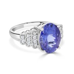 Tanzanite Ring, Tanzanite Gemstone, Ring Oval, Ring Style, White Gold Ring, Round Cut Diamond, Metal Color, Diamond Gemstone, White Gold Rings