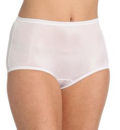 This modern style brief has a soft, glossy finish and full rear coverage. Sewn-on elastic along waist and leg openings for a custom fit. Full rear coverage. High rise. Sewn-in cotton crotch. Shadowline's tricot knit fabric is produced in America. Shadowline Women's Nylon Modern Brief Panty in White | Size 7 | HerRoom.com Elegant Nylon Bottoms With High-cut Leg, Classic Stretch Bottoms With Contoured Waistband, White Bottoms With Elastic Waistband And High-cut Leg, White Smoothing Full Coverage Bottoms, White Nylon Bottoms With Elastic Waistband, Elegant Solid Bottoms With Contoured Waistband, Stretch Satin Finish Brief Bottoms, Nylon Smoothing Short-length Bottoms, Fitted Classic Nylon Bottoms