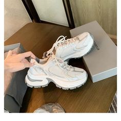 DAIIIBABYYY - Super fire leather thick sole increase daddy shoes 2024 spring/summer new mesh breathable running shoes women's casual sports sh Workout Shoes, Silver Shoes, Bangles Jewelry, Womens Running Shoes, Lace Front, High Tops, Running Shoes, Clothing And Shoes, Casual Women