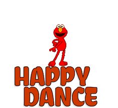 the sesame character is dancing on top of the word happy dance