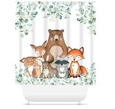 a shower curtain with some animals on it