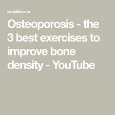 Osteoporosis - the 3 best exercises to improve bone density - YouTube How To Improve Bone Density, Bone Density Exercises, Bone Healing Foods, Low Bone Density, Bone Healing, Increase Bone Density, Dry Bones, Low Estrogen