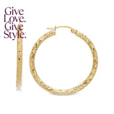 in stock Engraved Small Hoop Jewelry, Gold Hinged Round Hoop Earrings, Gold Hinged Hoop Earrings, Macy's Yellow Gold Hoop Jewelry, Yellow Gold Hinged Hoop Earrings Gift, Gold Plated Diamond Cut Hoop Jewelry, 14k Gold Hinged Jewelry For Gifts, Gold Hinged Jewelry For Anniversary, Macy's Fine Jewelry Hoop Earrings As Gift