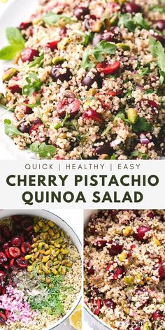 quinoa salad with spinach, beans and other ingredients