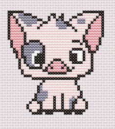 a cross stitch pattern with a cat on it