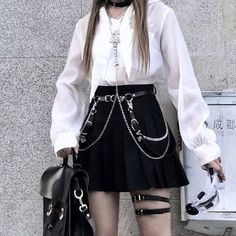 Goth Outfits Aesthetic, Waist Harness, Leg Ring, Ring Neck, Chain Skirt, Concept Clothing, Dance Jewelry, Body Dress