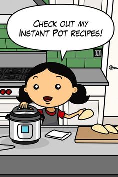 a cartoon girl is cooking in the kitchen