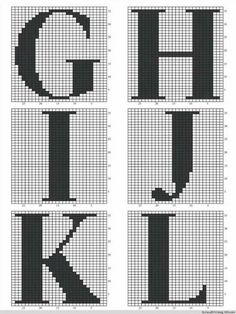 cross stitch alphabets with the letter k in each one, and an arrow at the bottom