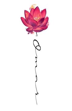 a drawing of a pink flower with the word love written on it