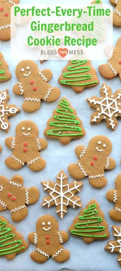 gingerbread cookies decorated with green and white icing