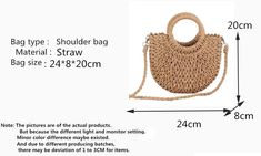 Item Type: HandbagsShape: Half MoonMain Material: StrawHandbags Type: Shoulder BagsTypes of bags: Handbags & Crossbody bagsLining Material: PolyesterNumber of Handles/Straps: SingleDecoration: NONEStyle: BohemianGender: WomenPattern Type: KnittingClosure Type: StringHardness: HardInterior: Cell Phone PocketExterior: NONEOccasion: VersatileHandmade Rattan Bag: Handmade Rattan BagStraw Bag: Beach Straw BagMessenger Bag: Messenger Crossbody BagsHandbag: Girls HandbagWomen Bag: Summer bag Brown Portable Straw Bag For Everyday Use, Portable Brown Straw Bag For Everyday Use, Brown Portable Tote Shoulder Bag, Portable Brown Tote Shoulder Bag, Brown Portable Straw Bag For Daily Use, Handmade Brown Satchel For Summer, Brown Portable Bucket Bag For Summer, Summer Brown Portable Bucket Bag, Portable Brown Straw Bag For Daily Use