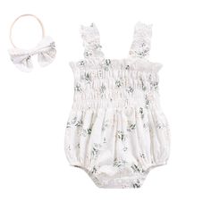 This adorable romper set is perfect for a spring or summer day. Two piece set includes romper and matching bow. Great for everyday casual or special occasions such as parties, holidays, birthdays, & photo shoots. Slip on design makes dressing easy. Easy to care for, machine washable. Polyester blend is soft on baby's skin.. Available in three colors. Available in sizes 6M-24M. Good things take time. This outfit is made to order and will ship directly to you from our overseas warehouse, and will Sleeveless Jumpsuit Outfit, Bedtime Outfit, Toddler Girl Romper, Cotton Romper, Romper Outfit, Ruffle Romper, Matching Headband