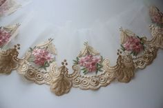 Gold Machine Embroidered Fabric For Wedding, Pink Machine Embroidered Fabric For Wedding, Pink Embroidered Fabric For Wedding With Machine Embroidery, Pink Machine-embroidered Fabric For Weddings, Cream Wedding Embroidered Fabric, Cream Floral Embroidered Fabric For Wedding, Cream Lace With Appliques For Wedding, Beige Embroidered Wedding Lace, Embroidered Beige Wedding Lace