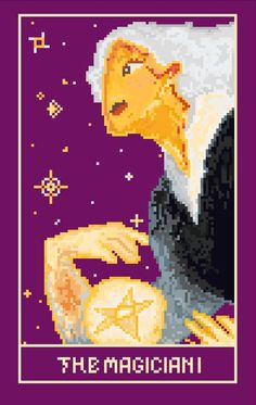 the magiciani tarot card with an image of a bird holding a piece of bread