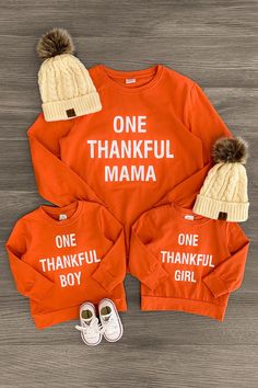 Mom & Kid - "One Thankful Mama, Girl, Boy" Top | Sparkle In Pink Thankful Mama, Sparkle In Pink, Weather Wear, Mommy And Me Outfits, Joker And Harley Quinn, Mom Kid, Red And Black Plaid, Boys Top