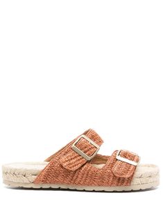 rust orange raffia woven raffia design double-strap design logo at the sole square open toe buckle-strap fastening branded footbed braided raffia sole rubber outsole slip-on style Raffia Shoes, Woven Shoes, Slip On Espadrilles, Water Consumption, Woven Raffia, Chanel 2, Mule Sandals, Rust Orange, Summer Beach Wear