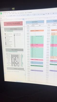 Perfect for keeping track of your weekly tasks, daily habits, to-do lists, and schedule. With time blocking for each day of the week, you can easily plan out your day and ensure that you're making the most of your time. Great for the ADHD brain! Blog Content Calendar, Content Calendar Template, Microsoft Excel Tutorial, To Do Planner, Planner Essential, Digital Organization, Content Calendar, Weekly Planner Template