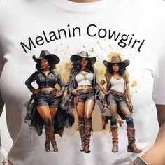 Cowgirl Melain Crew Neck Cotton T-Shirt In White Only Hoedown Outfits, Western Homecoming, Cowgirl Outfits Black Women, Black Cowgirl Outfit, Western Cowgirl Outfits, 55 Birthday, Reunion Outfit, Cowgirl Design, Hot Pink Shirt