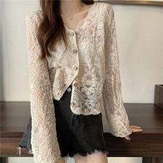 Vintage Lace Blouse Women Sheer Long Sleeve Sunscreen Shirt Cardigan Vacation Korean Elegant Casual Sun Protection Top SPECIFICATIONS Fabric Type: Lace Style: vintage Age: JUNIOR Thickness: Standard Season: Spring/Summer Clothing Length: short Material: Polyester Material Composition: synthetic fiber Sleeve Length(cm): Full Clothing Patterns: STRAIGHT Shirts Type: Casual Shirts Fabric content: 81% (inclusive) - 90% (inclusive) Gender: WOMEN Collar: V-Neck Closure Type: Single Breasted #womens fashion# #summer outfits 2024# #summer date outfit# #lazy summer outfit# #summer bar outfit# #cute casual summer outfits# #dress outfits# #dress to impress# #grad party outfit guest# #rainy day outfit summer# #summer dinner outfit night casual# #summer family picture outfits# #vacation outfit ideas# # Lace Shirt Outfit, Lace Top Design, Vintage Lace Blouses, Layered Lace Top, Lace Blouses, Women Lace Blouse, Florida Trip, Bar Outfit, Elegant Mini Dress