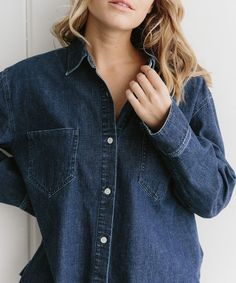 Jenni Kayne O'Keeffe Shirt Indigo Fall Outerwear, Tomboy Chic, O Keefe, O Keeffe, Jenni Kayne, Japanese Denim, Street Style Looks, Chicken Breasts, Get Dressed