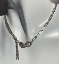 Silver Paperclip Chain with CZ Micro Pave Infinity Connector and Almond Clasp Silver Infinity Chain Jewelry, Silver Cable Chain Jewelry For Party, Silver Jewelry With Cable Chain For Party, Trombone, Micro Pave, Paper Clip, Pendant Necklaces, Jewelry Necklace Pendant, Beauty Book