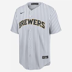 The MLB Milwaukee Brewers Jersey helps deliver a comfortable fit with its polyester material. It features team details to add authenticity to your look on game day. Collegiate White Baseball Jersey Fan Gear, Nike Team Spirit Baseball Jersey For Fan Gear, Nike Baseball Jersey With Team Logo For Fans, Nike Baseball Jersey For Fan Gear With Team Spirit, Nike Baseball Jersey For Fan Gear, Sporty White Baseball Jersey For Fans, Nike Game Day Baseball Jersey, Nike Team Spirit Baseball Jersey With Team Logo, White Baseball Jersey With Team Logo For Fans