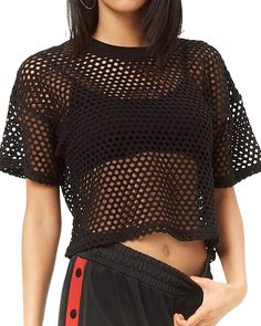 PRICES MAY VARY. Mesh fabric: 100% polyester.Lightweight and Breathable. Class fishnet top:drop shoulder and sexy see through/hollow out design. Short/Long sleeve T-shirt or long dress version at your choice. Please see the size detail on picture. Package content: 1 * top (bra not included) by CLOZOZ
 Choose your new outfit to get A NEW YOU STYLE!
 Hope you will like our tops collections，thanks:) 1990 Style, Fishnet Crop Tops, Look Grunge, Fishnet Top, T Shirt Crop Top, Mesh T Shirt, Mesh Shirt, Cropped Tops, Solid Clothes