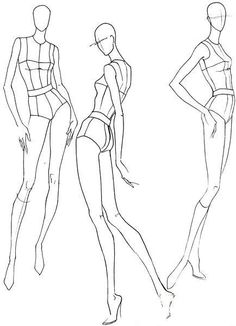 three female mannequins in different poses, one standing and the other sitting