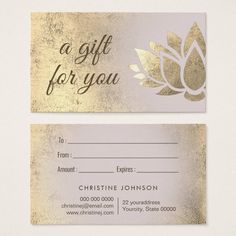 a gift for you card with gold foil on the front and silver foil on the back