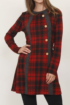 Made in the USA 95% Polyester 5% Spandex Christmas Dress Pattern, Check Dress Outfit, Christmas Plaid Outfit, Red Check Dress, Plaid Christmas Dress, Plaid Outfit, Christmas Plaid, Women Long Sleeve Dress, Check Dress