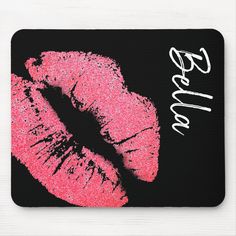 Lipstick print pink lip stain black white cute