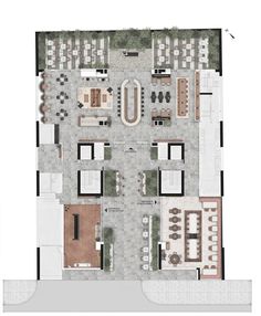 an overhead view of a restaurant floor plan