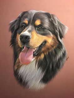 a drawing of a dog with its tongue out