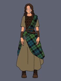 a drawing of a person wearing a kilt