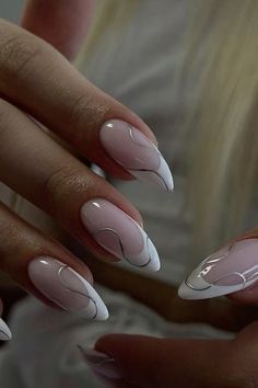 #white #whitenails #nails #nailart #silver #acrylic #almond #winter #january #design Press On Nails Tips, Nails Butterfly, Nails Tips, Almond Acrylic Nails, Nails Simple, Fire Nails, Pretty Acrylic Nails