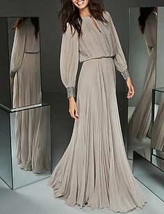 A-Line Mother of the Bride Dress Elegant & Luxurious Jewel Neck Floor Length Chiffon Long Sleeve with Buttons Pleats Beading 2020 Bride Dress Elegant, Long Sleeve With Buttons, فستان سهرة, Chiffon Long Sleeve, Mother Of The Bride Dress, Mom Dress, Jewel Neck, Groom Dress, Long Sleeve Maxi