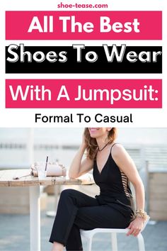 Shoes With Jumpsuit Winter, Jumpsuit With Mules, Smart Casual Jumpsuit Outfit, Black Jumpsuit Shoes, Styling A Jumpsuit For Work, Shoes To Wear With Black Jumpsuit, Shoes With Jumpsuit Outfit, How To Style A Black Jumpsuit