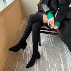 Khaki Heels, Stretch Knee High Boots, Womens High Boots, High Heel Stiefel, Fabric Boots, Heeled Chelsea Boots, High Heels Boots, Black High Heel Boots, Shoes High Heels