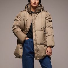 Dimensions: Chest: 57.0" Waist : 58.0" Hips: 58.0" Length: 33.0" Composition: Outer Shell 100% Polyamide Lining 100% Polyester Roomy Coat With Feather And Down Fill. Hooded High Collar And Long Sleeves. Front Pockets. Side Vents With Zippers. Front Zip Closure. Zara Hooded Puffer Jacket, Zara Puffer Jacket, Mustard Jacket, Oversized Puffer Coat, Zara Puffer, Fur Lined Hoodie, Leather Puffer Jacket, Cropped Moto Jacket, Oversized Puffer