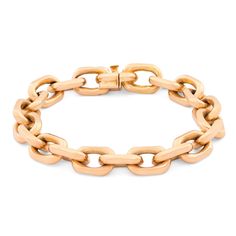 The Story A chic and incredibly well made vintage link bracelet you'll wear forever. Made from 18 karat rose gold, 21 links comprise the piece. Made in France, circa 20th century, the look is as classic as it comes. Substantial with the the perfect heft, it feels amazing on. Measuring 7.25" long, it can easily be shortened for a smaller wrist. A timeless staple to wear on its own or stacked with your favorite bracelets. A piece like this never goes out of style. The Specs Style Number: R4107 Vintage, circa 20th Century 18 karat rose gold Circumference of bracelet 6.75" Length 7.25" including the clasp, depth 0.40"/ 10.3 mm 21 links, each 0.55" L x 0.40" W (approx.) French hallmarks Great vintage condition- normal wear consistent with age and use The Details Additional photos of this piece Timeless Rose Gold Chain Bracelet For Formal Occasions, Formal Rose Gold Chain Link Bracelet, Rose Gold Chain Link Bracelet For Formal Occasions, Formal Rose Gold Oval Link Bracelets, Formal Rose Gold Oval Link Bracelet, Classic Rose Gold Link Chain Bracelet, Classic Rose Gold Bracelets With Solid Link Construction, Classic Rose Gold Oval Link Chain Bracelet, Timeless Gold Bracelet With Rectangular Links