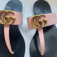 Gucci Perfect Pink Color. Size 35. U.S. Size 5. Light Worn. Classic Color. Not In Stock At Gucci. Dust Bag Included. Gucci Designer Sandals With Single Toe Strap, Designer Gucci Sandals With Single Toe Strap, Designer Pink Sandals With Single Toe Strap, Designer Pink Leather Sandals, Gucci Pink, Shoes Gucci, Gucci Marmont, Leather Thong Sandals, Perfect Pink