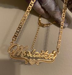 Double Plated Name Necklace Custom Name Necklace name Plate 3D Name Necklace Gold Name Necklace Personalized Necklace for Women - Etsy Custom Gold Jewelry, 3d Name, Dope Jewelry Accessories, Name Necklace Gold, Expensive Jewelry Luxury, Necklace Name, Gold Name Necklace, Nameplate Necklace, Store Ideas