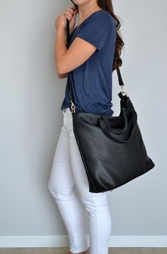 Leather HOBO BAG, Black Leather Tote Bag, Cross Body Bag, Oversize Black Top Zip Tote - Italian Pebb London Bag, Hang Bag, Soft Leather Tote, Leather Tote Bag Women, Simple Tote, London Bags, Large Leather Tote Bag, Black Leather Tote Bag, Large Leather Tote