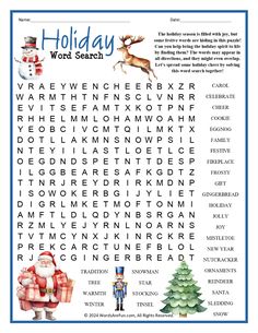 a christmas word search is shown in this image