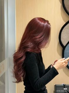 Asian Cherry Red Hair, High Lift Brown Hair Color, Matt Brown Hair, Japanese Brown Hair, Burgundy Hair Asian, Maroon Brown Hair, Warm Tone Hair, Warm Tone Hair Color, Red Brown Hair Color Ideas