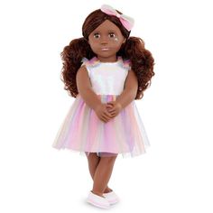 Our Generation Revery 18" Fashion Doll with Rainbow Dress Flower Hacks, Color Brown Hair, Wavy Brunette, Hello Dollies, Og Dolls, Generation Dolls, Unicorn Outfit, Beautiful Brown Eyes, Our Generation Dolls